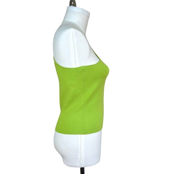 NEW EXPRESS Body Contour One Shoulder Cutout Cropped Sweater Tank  Green Size L - Picture 5 of 11